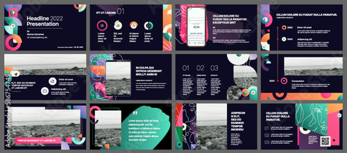 Presentation template, abstract hand drawn infographic elements. Vector slide template for business project presentations and marketing.	