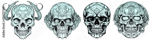 Isolated Evil Skulls Vector Set