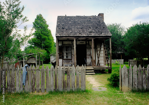 Traditional Acadian house at Louisiana State University Rural Life Museum at Baton Rouge, Louisiana, USA photo
