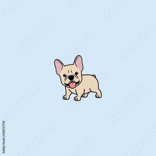 Cute french bulldog puppy cream color cartoon, vector illustration