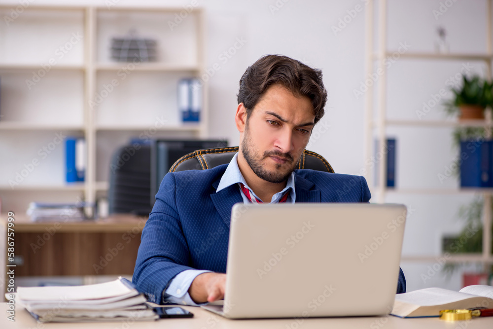 Young male employee working in the office Young male employee working in the office