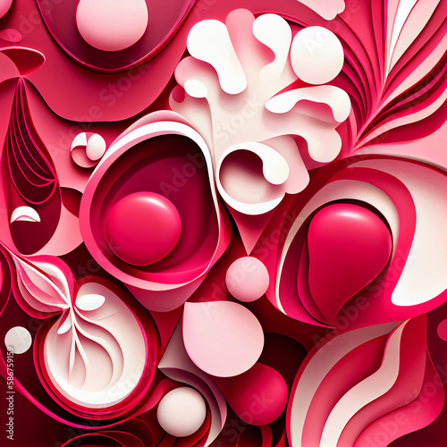 Ruby red pink and white, art website background, organic shapes, Generative AI