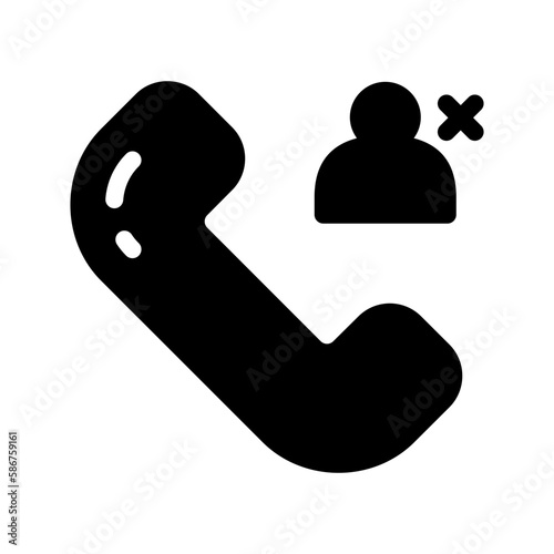 Glyph Icon Black missed call,call missed,rejected,reject,blocked