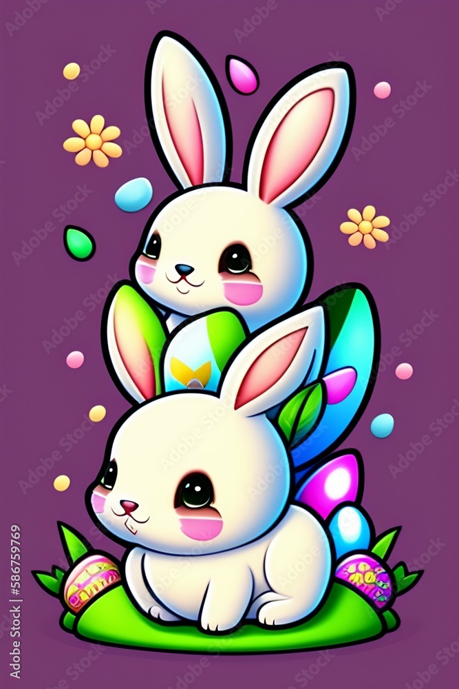 easter bunny with eggs easter bunny with eggs