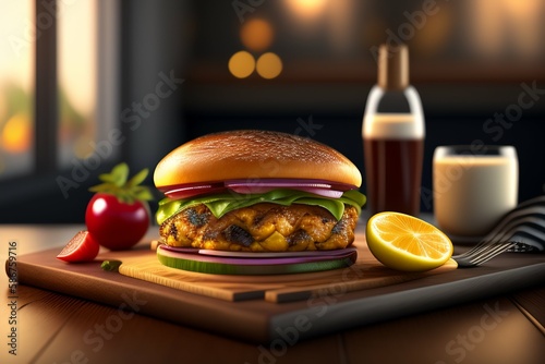 burger and fries