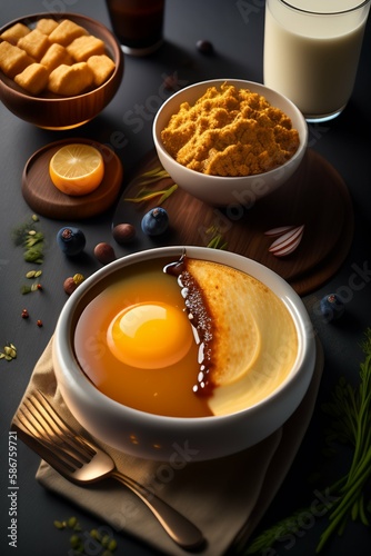 soup with eggs and bread