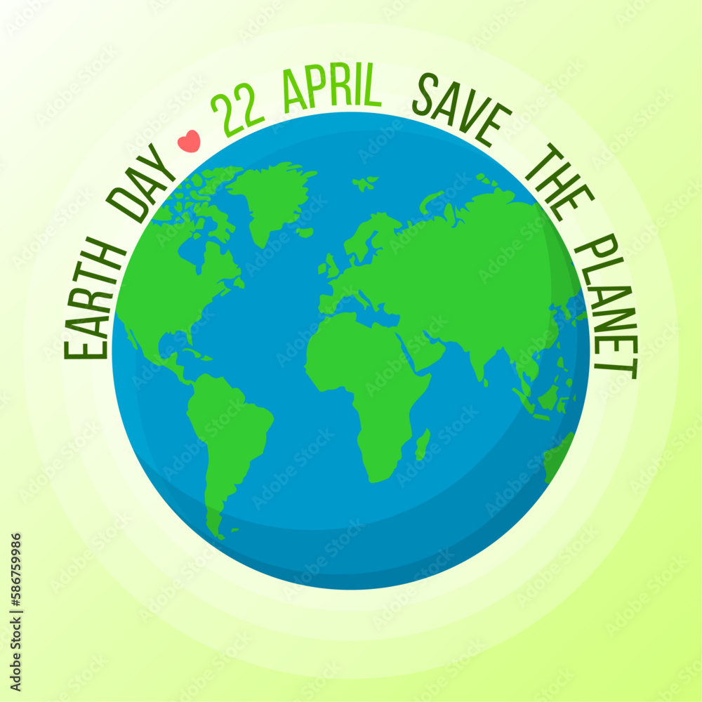 Earth day, green earth globe with the map Earth day, green earth globe with the map