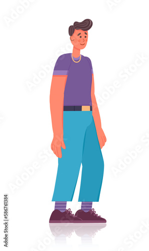 illustration men in casual clothes under the white background. Cartoon realistic people illustration. Flat young man. Side view man