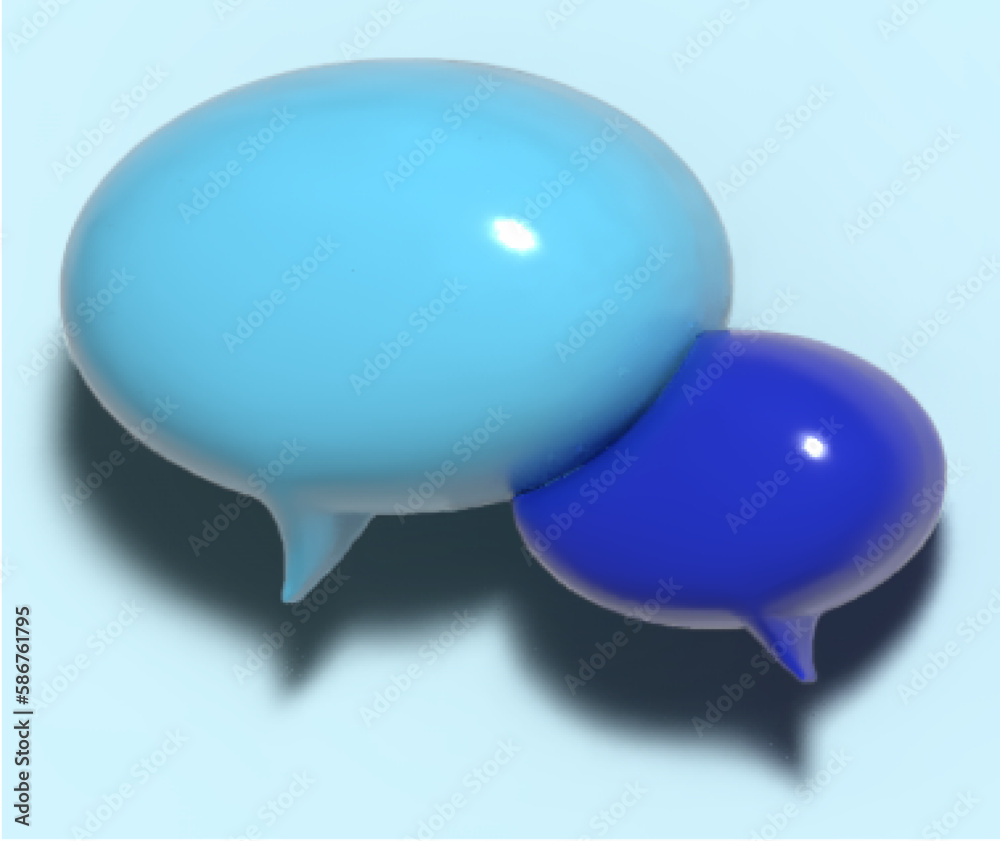 3d chat message icon on blue background 3d chat message icon on blue background
