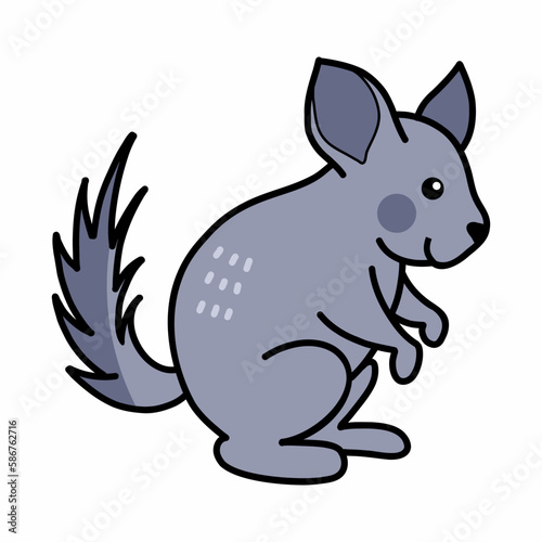 Chinchilla on white background. Illustration for child in cartoon style.