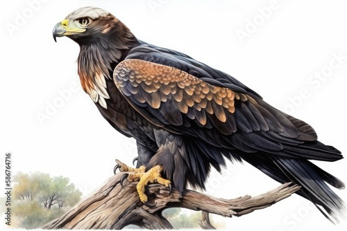 golden eagle on a branch