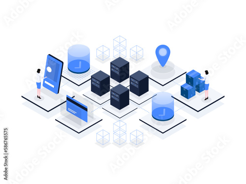 User journey isometric Illustration Flat Color. Suitable for Mobile App, Website, Banner, Diagrams, Presentation, and Other Graphic Assets.