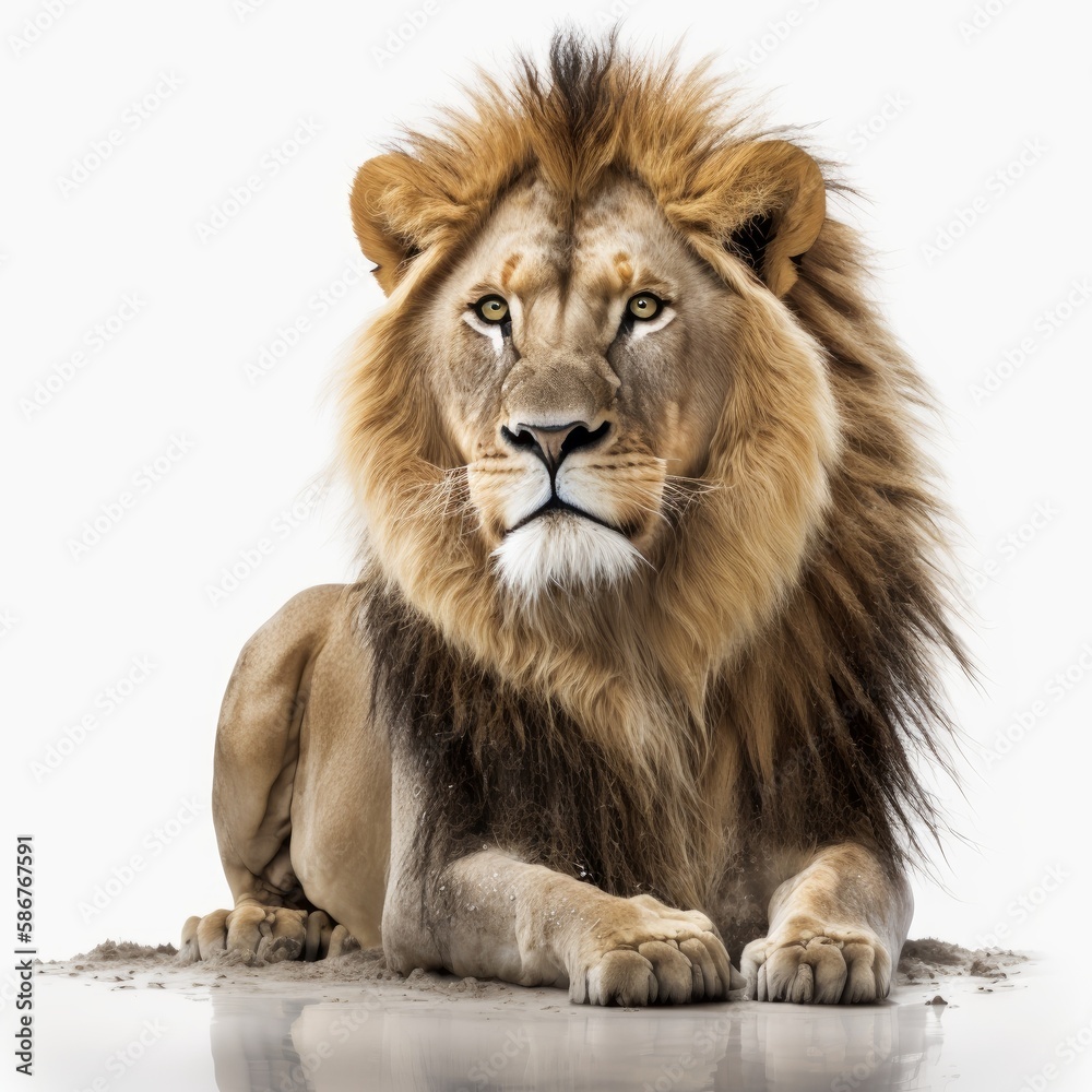 Lion in front of a white background - isolated on white background