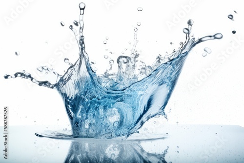 splashing water on white background close-up  color toned image 