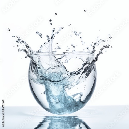 Water splash in glass isolated on white background, clipping path included.