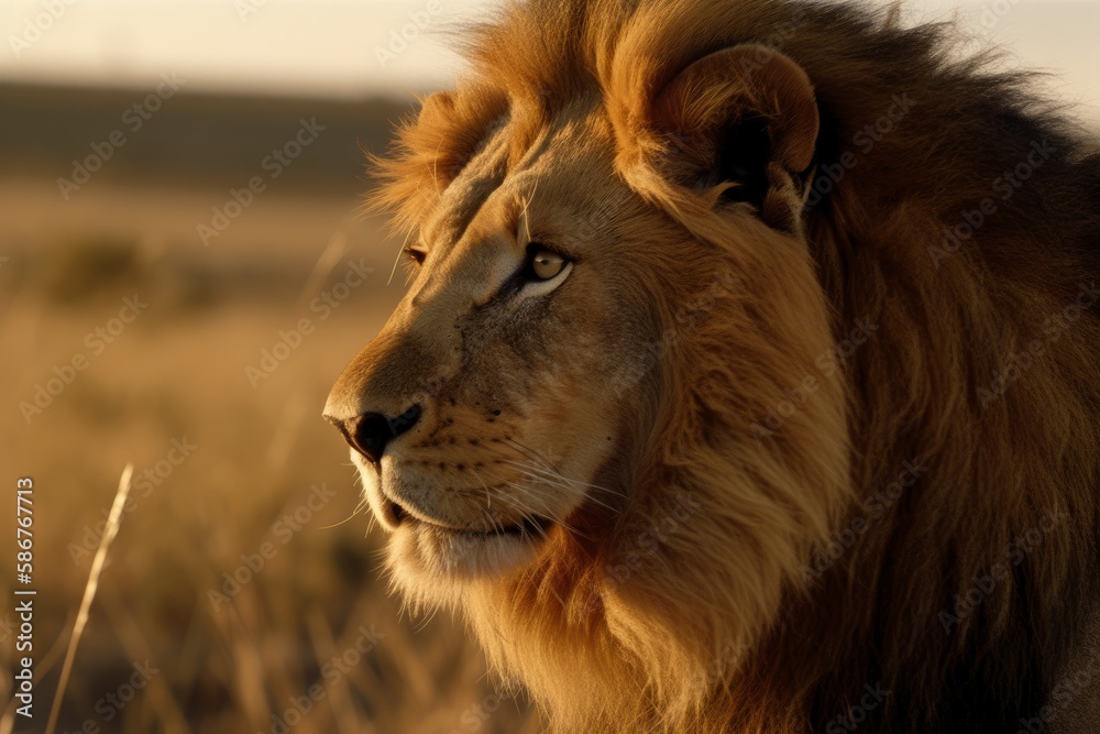 Lion in Maasai Mara National Park in Kenya, Africa Lion in Maasai Mara National Park in Kenya, Africa