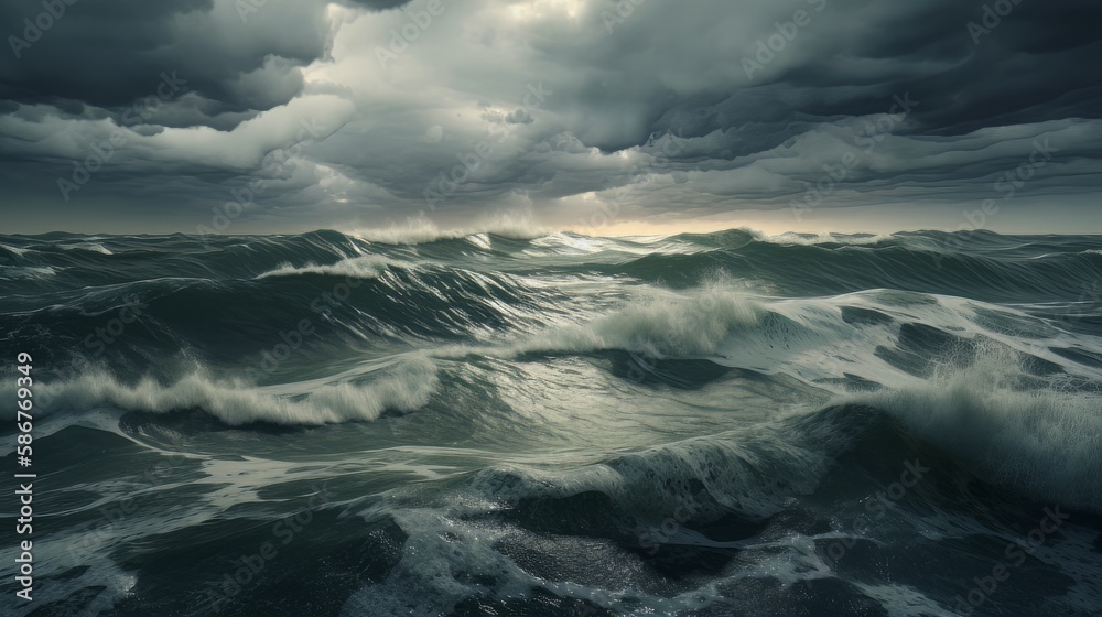 Storm clouds over the sea. Generative ai Storm clouds over the sea. Generative ai
