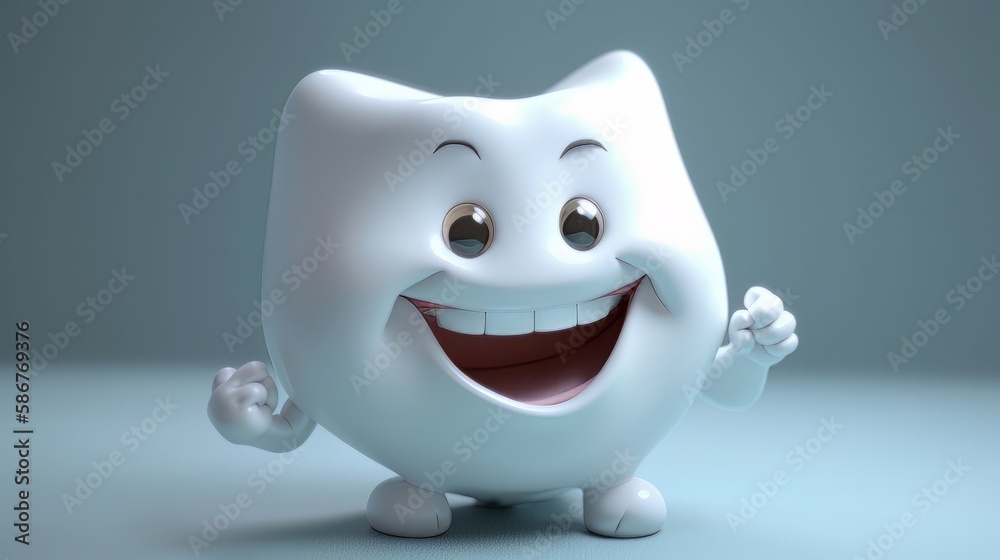 Funny smiling tooth showing thumb up, concept of teeth care. Generative ai Funny smiling tooth showing thumb up, concept of teeth care. Generative ai