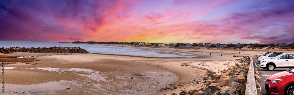 Corporation Beach in Cape Cod, Massachusetts at sunset.