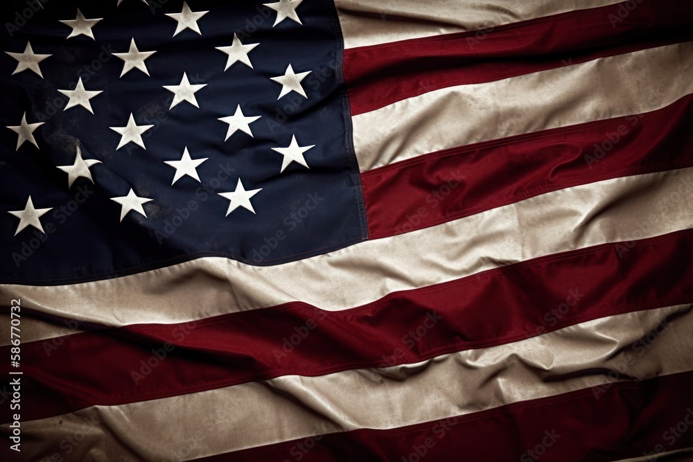 Obraz premium American flag waving in the wind. Generative AI