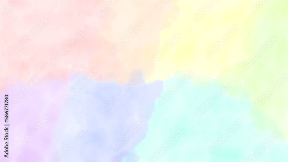 虹色カラフルな水彩風テクスチャ背景(16:9)