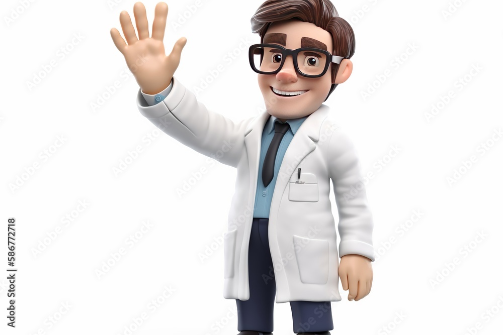 Male doctor standing and waving Male doctor standing and waving