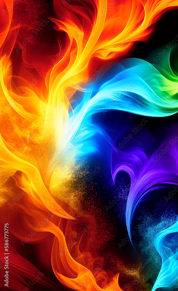 abstract colorful background with flames, generative ai