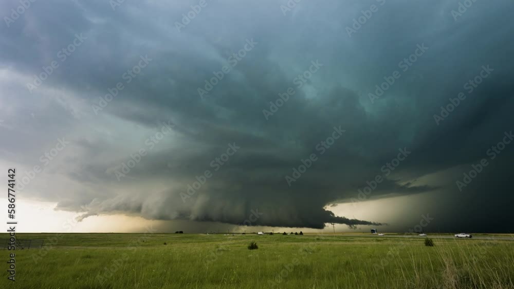 Incredible Supercell Thunderstorm Spinning Along a Busy Highway Incredible Supercell Thunderstorm Spinning Along a Busy Highway