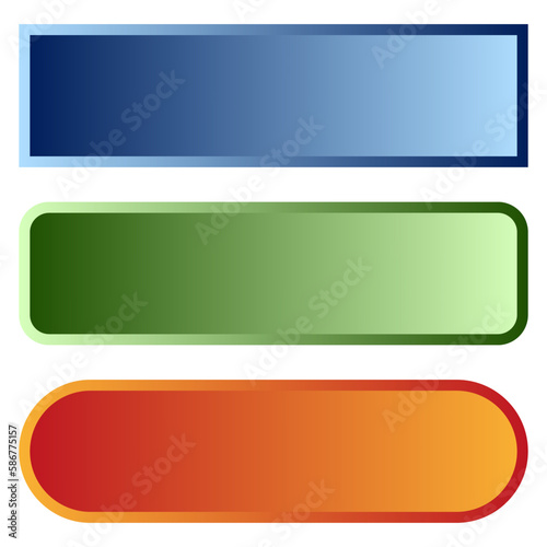 Long, oblong, wide format banner, button plaque and plaquette plate shape. Vector illustration.