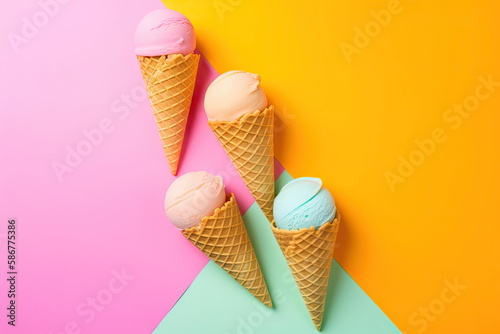 ice cream on color background