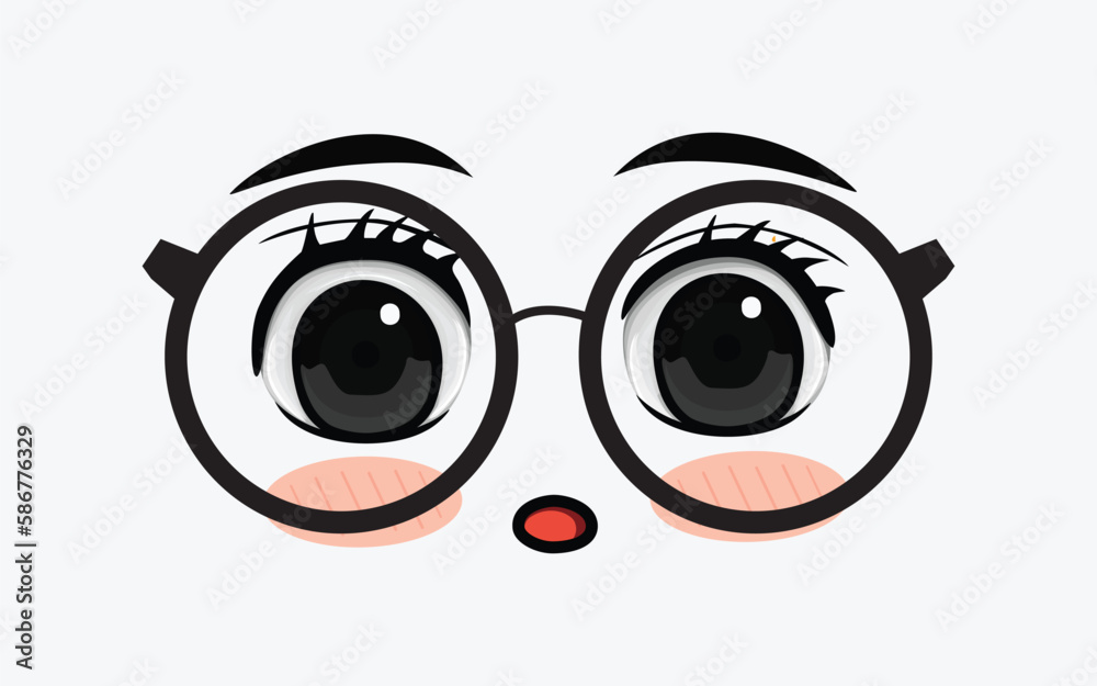 Vector of cute facial expressions by using glasses	