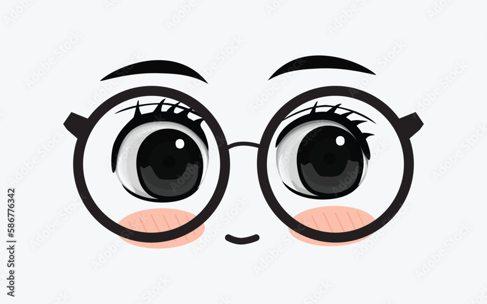 Vector of cute facial expressions by using glasses	
