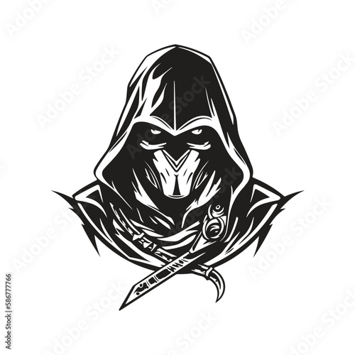 assassin, vector concept digital art, hand drawn illustration