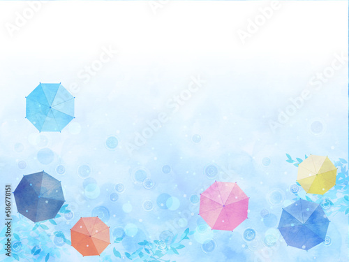 傘がある雨の日の背景イラスト