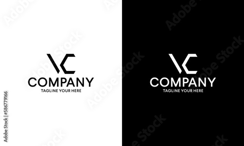 VC Letter Logo And Icon Design Vector Illustration. on a black and white background.