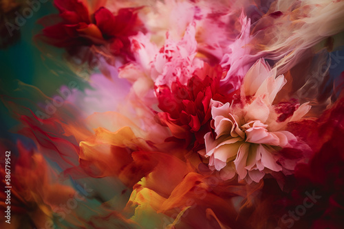 Beautiful and vibrant photo of a flower bouquet in ICM style  made with generative AI