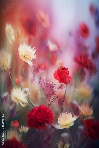 Beautiful and vibrant photo of a flower bouquet in ICM style, made with generative AI