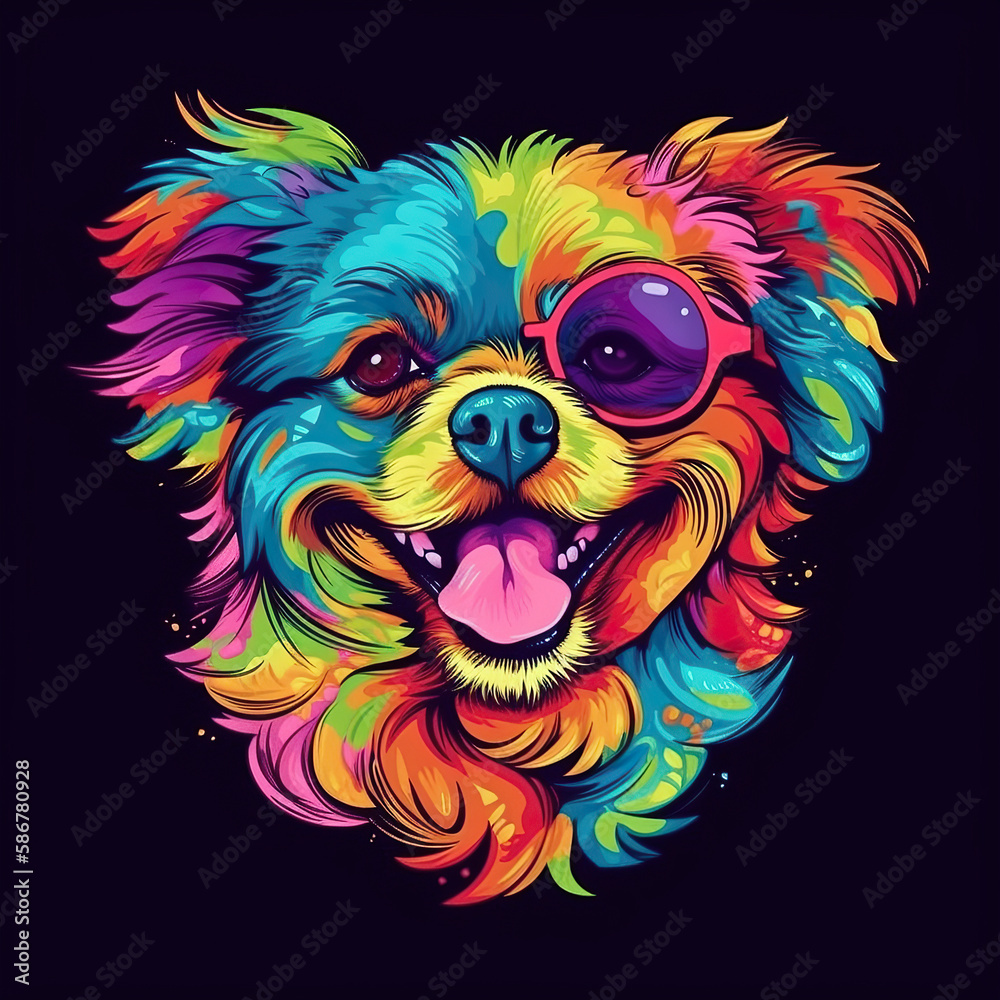 happy dog, colorful illustration