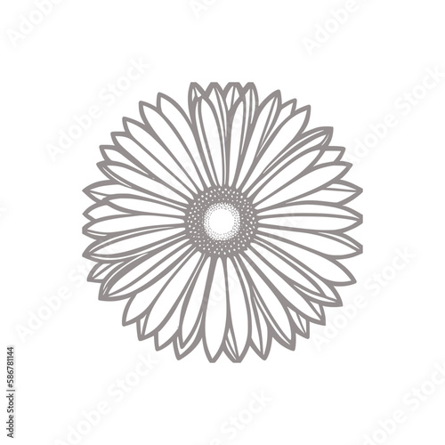 Wonderful flower. Vector illustration. Coloring book page for adult.Sunflower coloring line art.