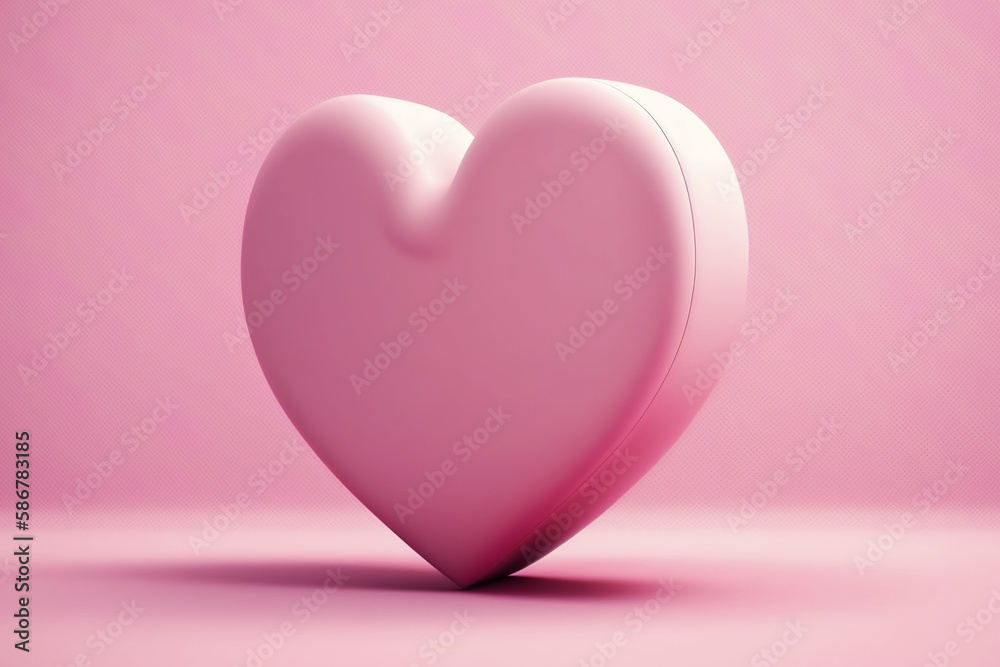 Pink heart on soft pink background. Generative AI.
