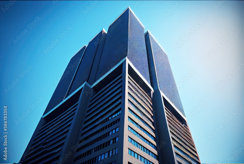 Skyscrapers with blue sky and cloud background. Building and architecture concept. Digital art illustration. Generative AI Skyscrapers with blue sky and cloud background. Building and architecture concept. Digital art illustration. Generative AI