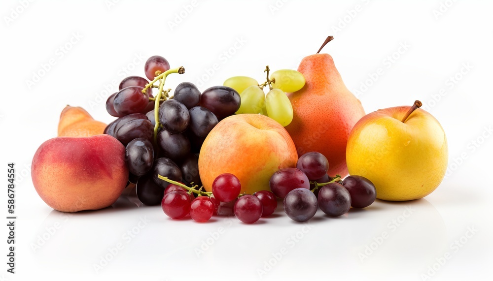 Fresh fruits isolated on white background. Generative ai Fresh fruits isolated on white background. Generative ai