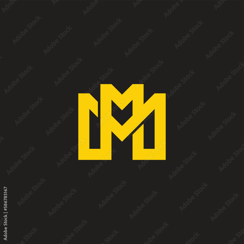 letter mm linked infinity line logo vector