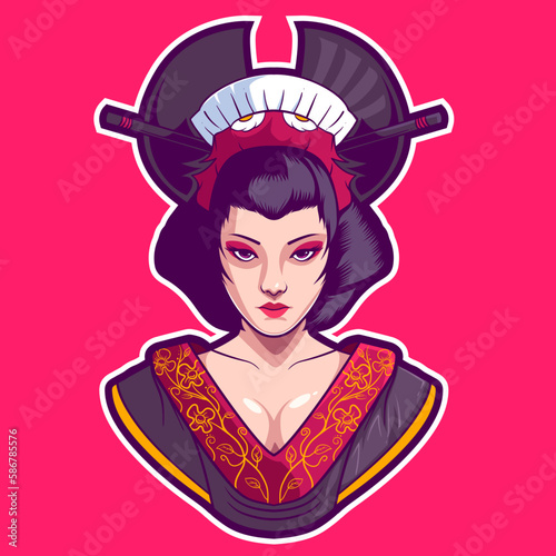 geisha illustration sticker