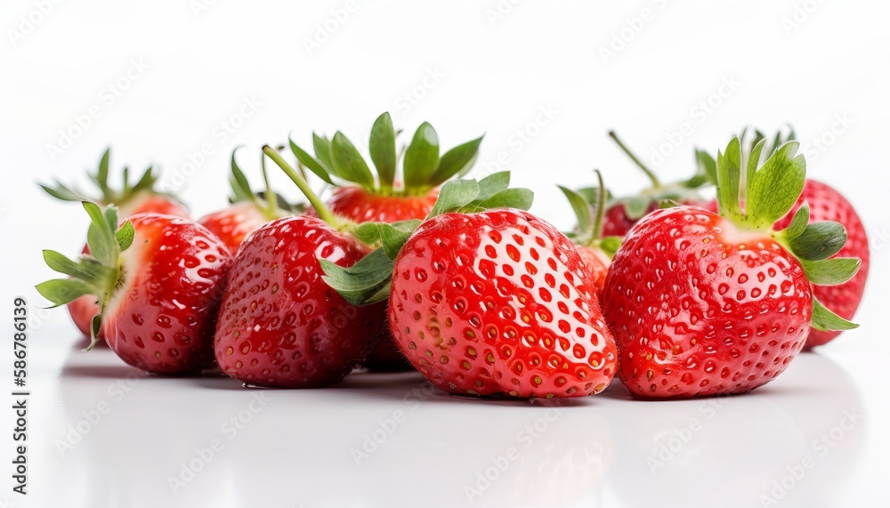 Fresh ripe strawberries on white background. Generative ai Fresh ripe strawberries on white background. Generative ai