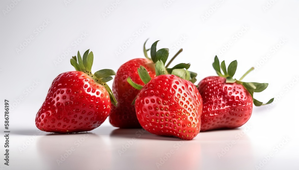 Fresh ripe strawberries on white background. Generative ai Fresh ripe strawberries on white background. Generative ai