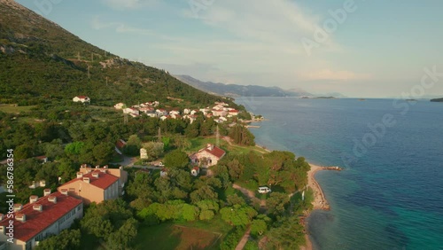 Drone shot of a croatian coastline during summer