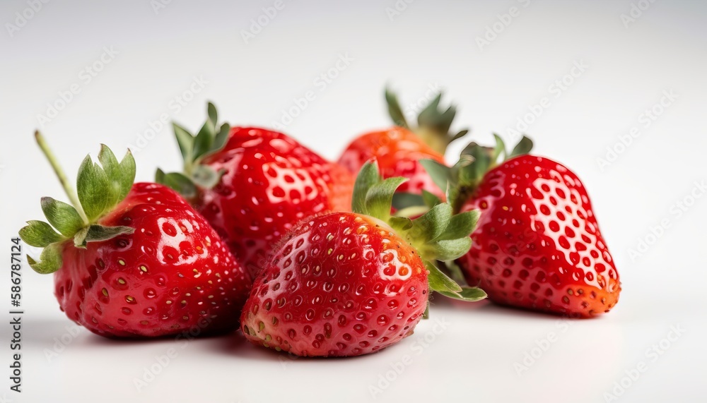 Fresh ripe strawberries on white background. Generative ai Fresh ripe strawberries on white background. Generative ai