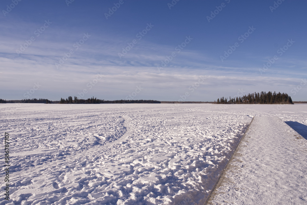 Frozen Astotin Lake in Winter