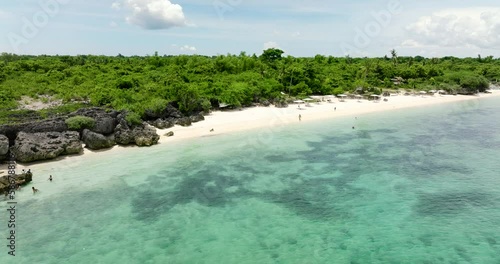 Tropical sandy beach and blue sea. Bantayan island, Philippines. photo